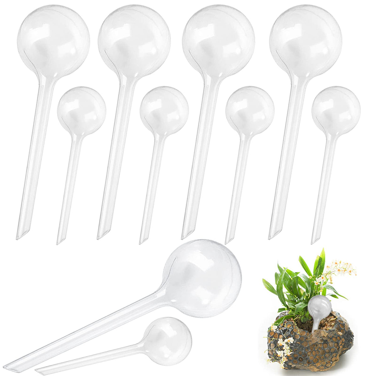 Irrmshr 10 Pack Clear Plant Watering Globes,Plastic Self Watering Bulbs for Indoor Plants,Garden Water Device Automatic Plant Waterer Indoor Outdoor