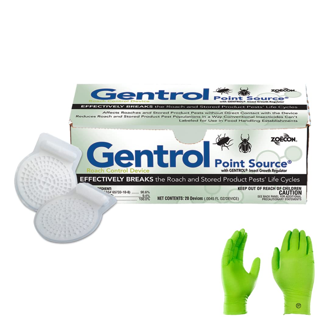 Gentrol Point Source IGR Discs ZOE1007 (20 Pack) German Cockroach Growth Regulator - with USA Supply Gloves & Pest Identification Card - Product is Non-perishable