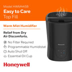 Buy now Honeywell Easy-to-Care Filter Free Warm Mist Humidifier, Medium Rooms, 1.5 Gallon Tank ƒ?? Humidistat for Bedroom, Home or Office Black at indiglob india