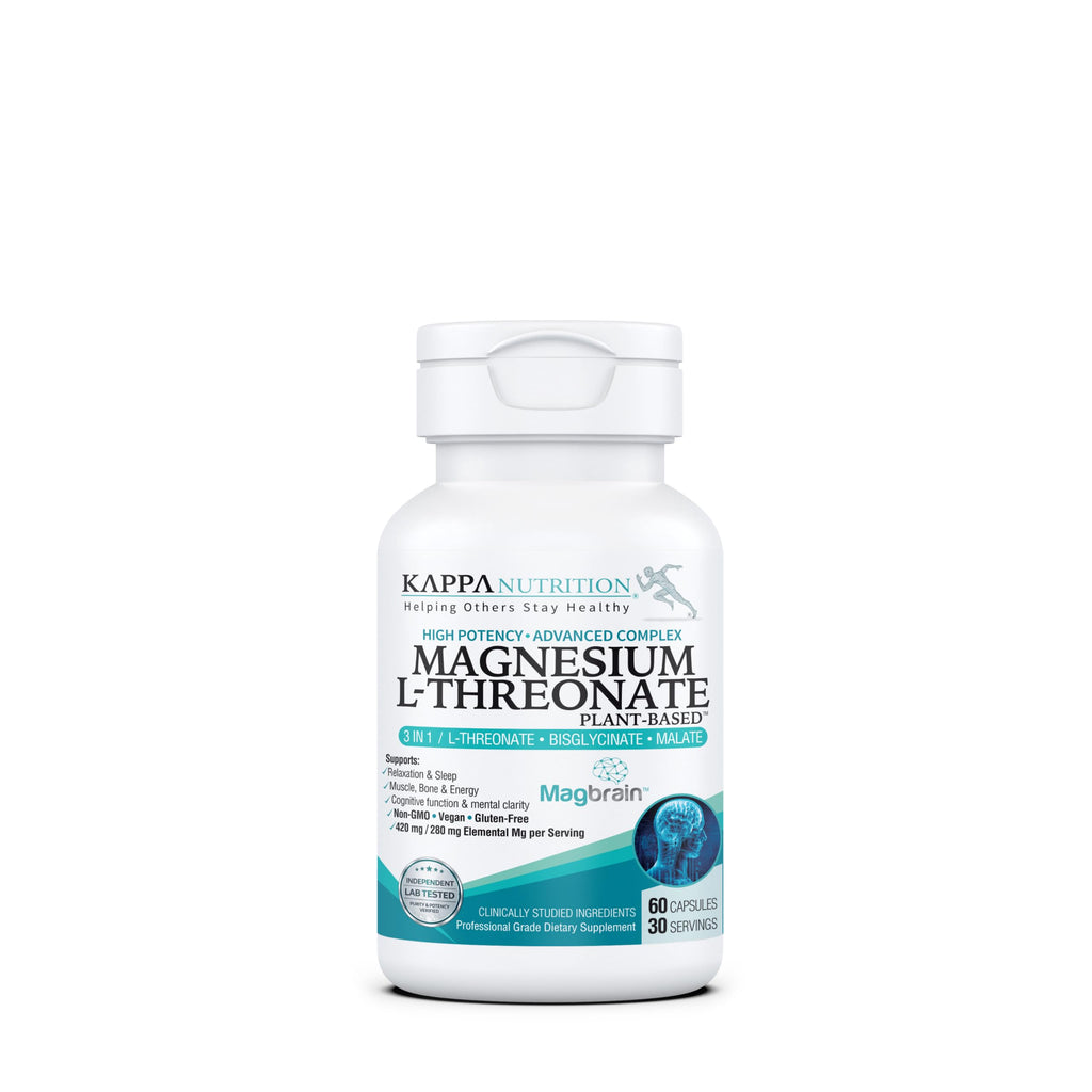 Kappa Nutrition Powered by Magbrain™ Magnesium L-Threonate Plant-Based, 420mg Elemental Magnesium (3 Capsules) from 2,253mg, 120 Vegan Capsules, Brain, Sleep & Muscle Support.