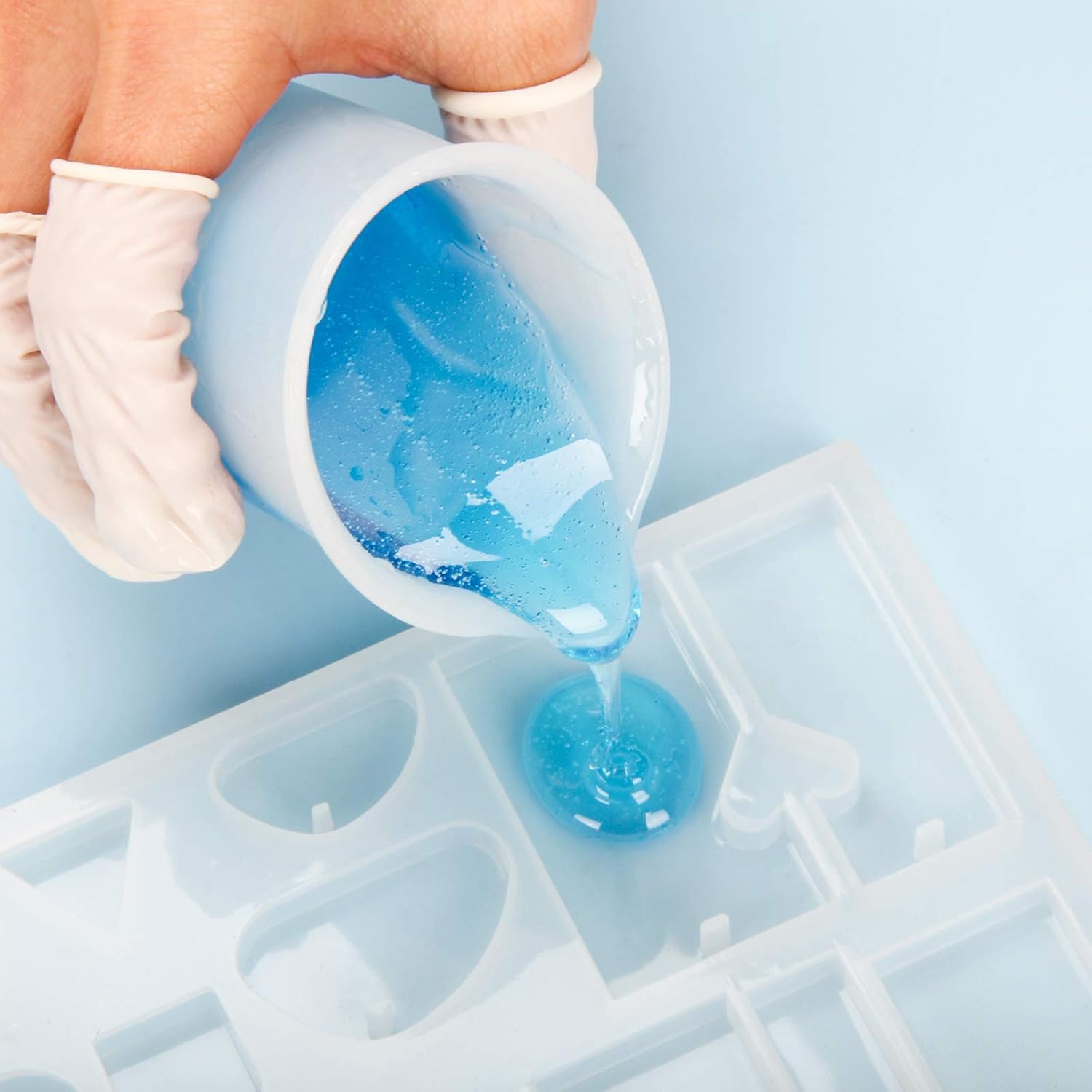 Buy now Silicone Resin Measuring Cups Tool Kit- Nicpro 250 & 100 ml Measure Cups, Silicone Popsicle Stir Sticks, Pipettes, Finger Cots for Epoxy Resin Mixing, Molds, Jewelry Making, Waxing, Easy Clean at indiglob india