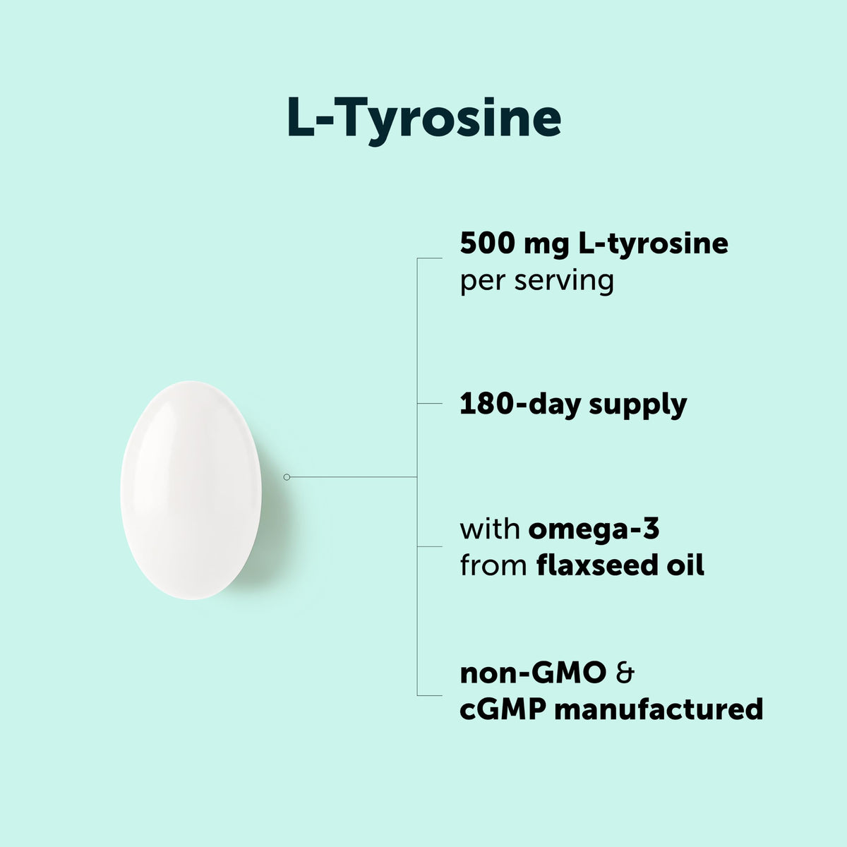 Micro Ingredients L-Tyrosine 500 mg Per Serving with Omega-3, 360 Softgels