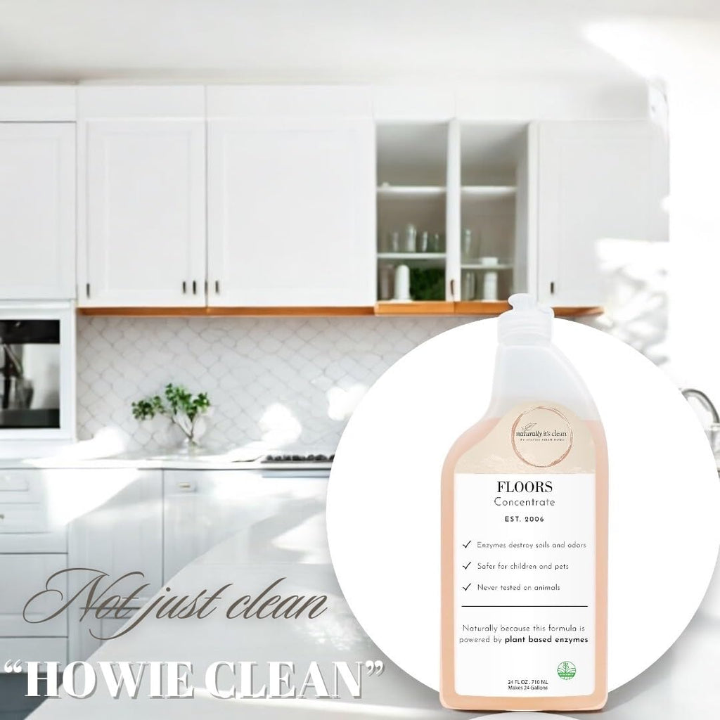 naturally It's clean Floor Cleaner (Makes 24-Gallons) for All Floor Types (Plant Based Enzymes) pH Neutral, Biodegradable, Kids&Pets Safe; Rinse Free, Eliminates Odors