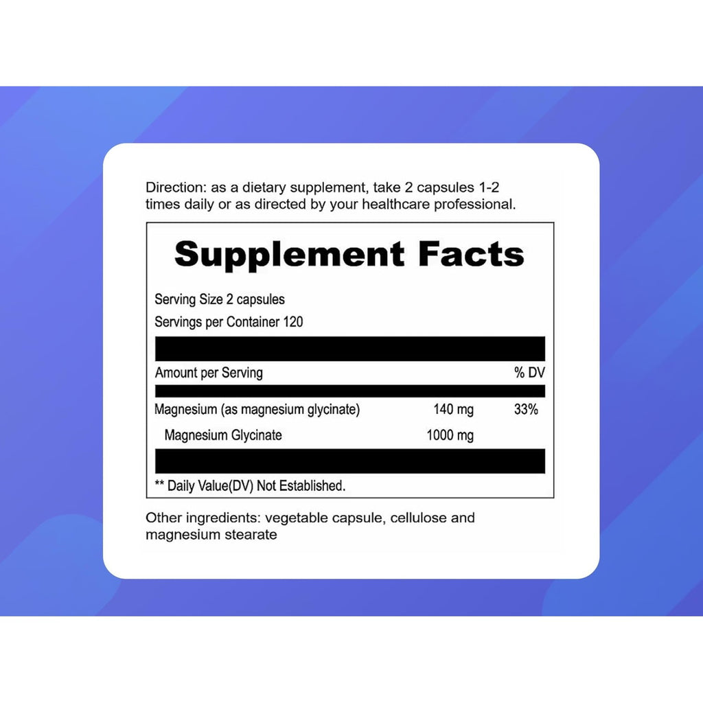 UpNourish Magnesium Glycinate Chelate 500mg Capsules - Highly Absorbable Pure Chelated Magnesium Supplement