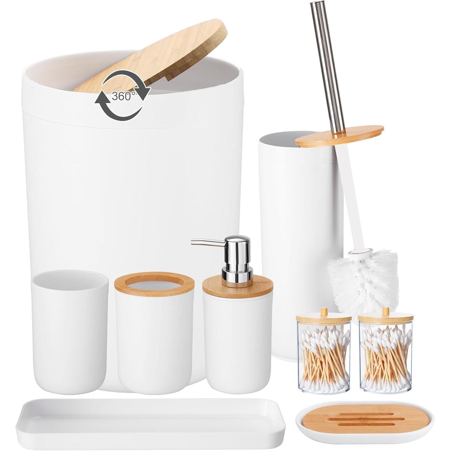 Buy now iMucci 9Pcs Black Bathroom Accessories Set with Trash Can Bathroom Set Black Bathroom Accessories Bathroom Decor Bath Set White at indiglob india