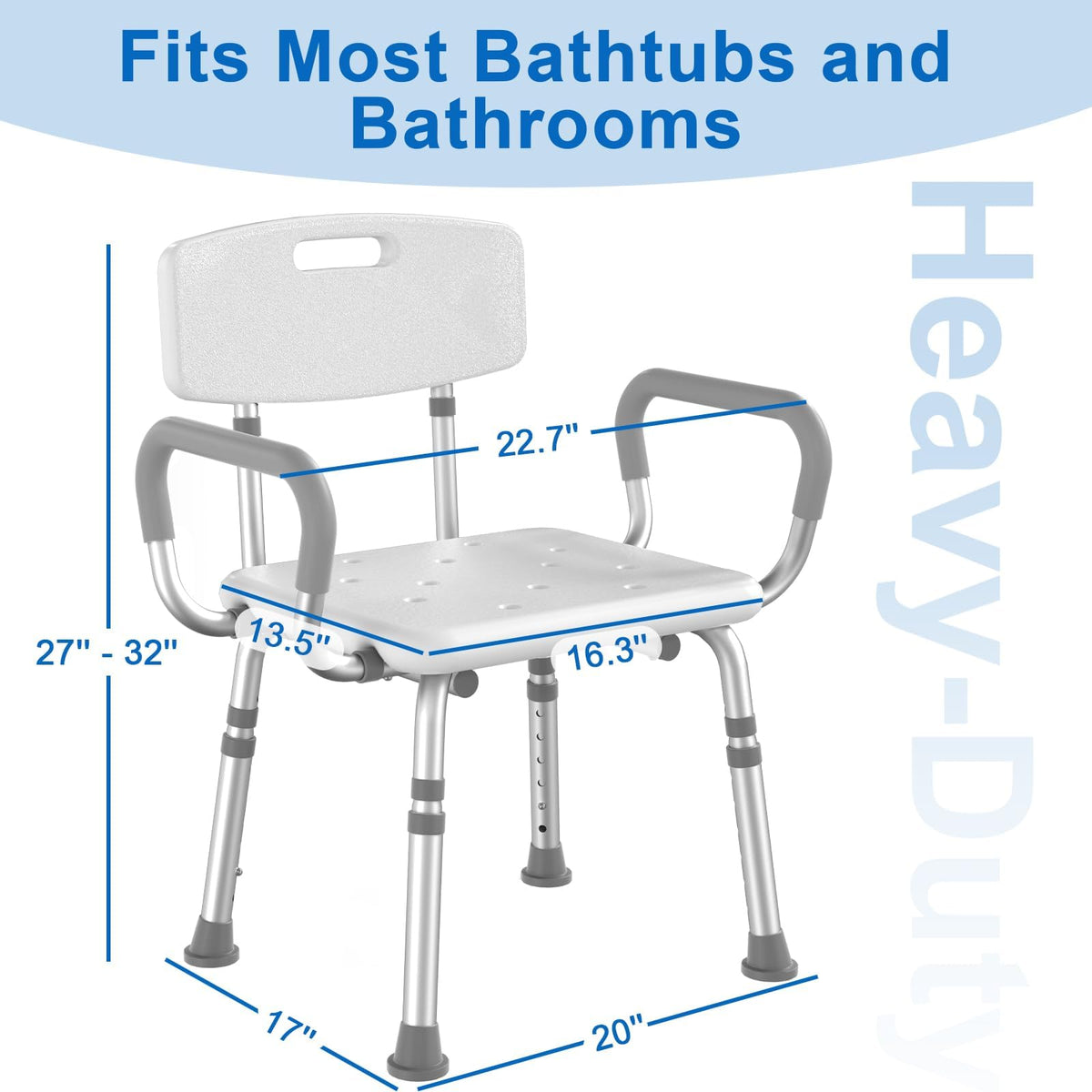 HOMLAND Shower Chair for Inside Shower with Padded Armrests and Back