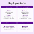 numbuzin No.9 NAD+ Retinol Eye Cream for Dark Circles, Puffiness, Crow's Feet with 50 Peptides, 4% Niacinamide & Ceramide, Reduces Wrinkles & Fine Lines, korean eye cream, 0.33 fl oz