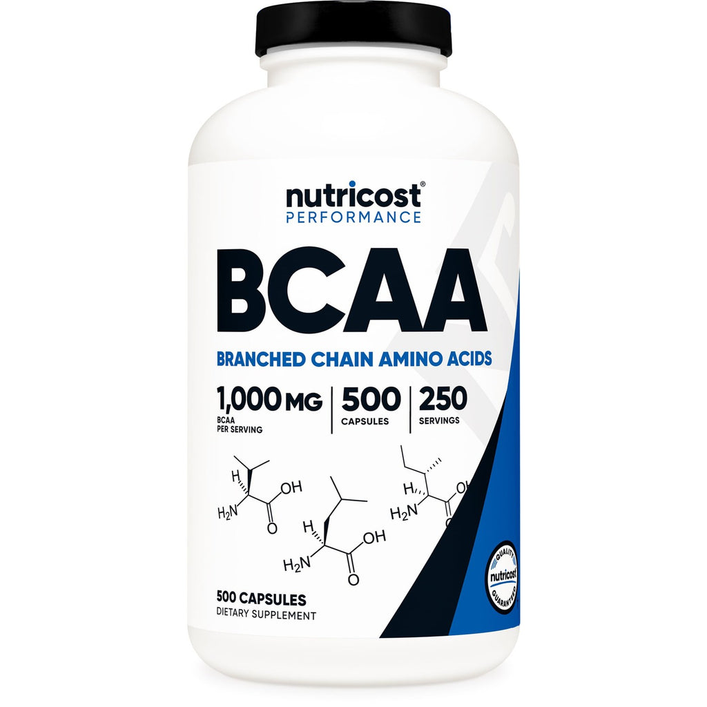 Nutricost BCAA 1000mg, 500 Capsules, 2:1:1 Branched Chain Amino Acids | 250 Servings, 500mg L-Leucine, 250mg L-Isoleucine, 250mg L-Valine