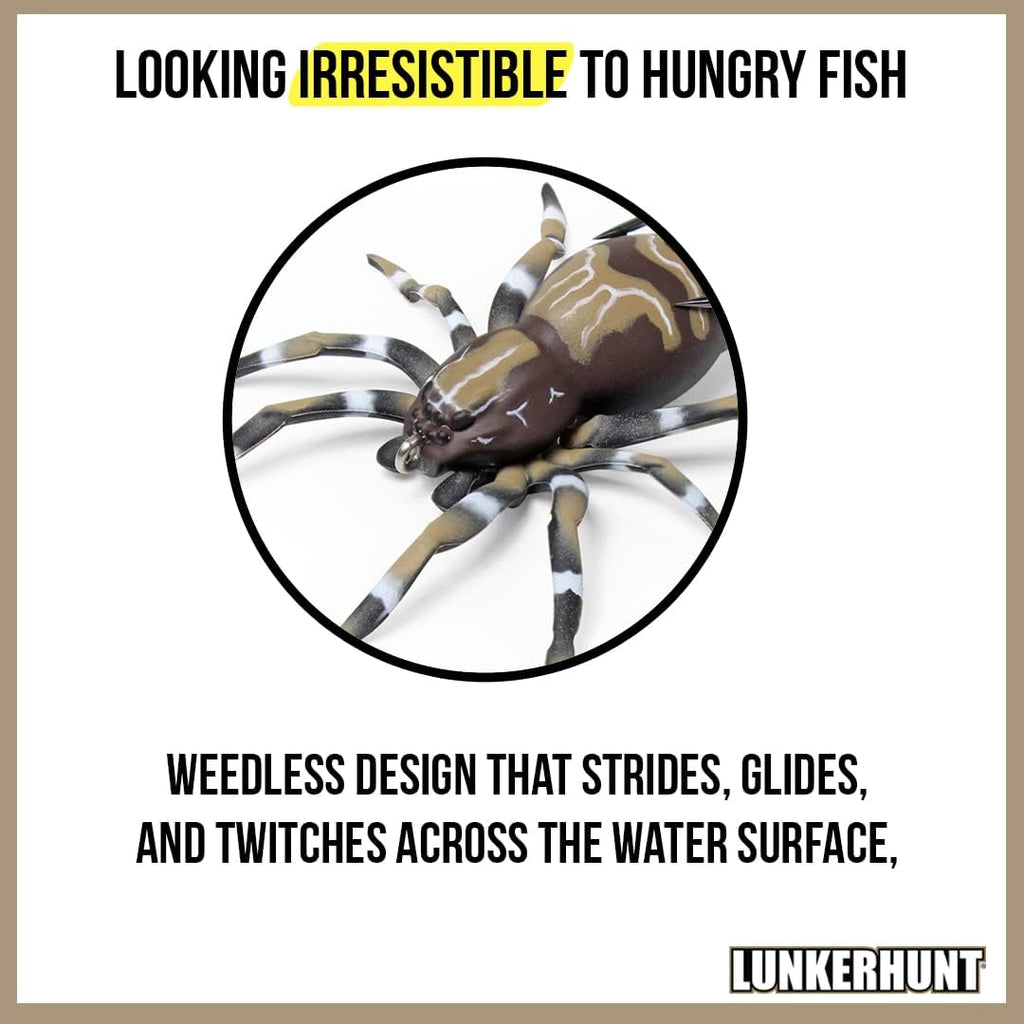 Buy now LUNKERHUNT Phantom Spider Lure for Bass Fishing (2.5 Inch) | Topwater Spider Fishing Lure with Natural Walking Action | Soft Hollow Body Weedless Hooks for Trout and Pike at indiglob india