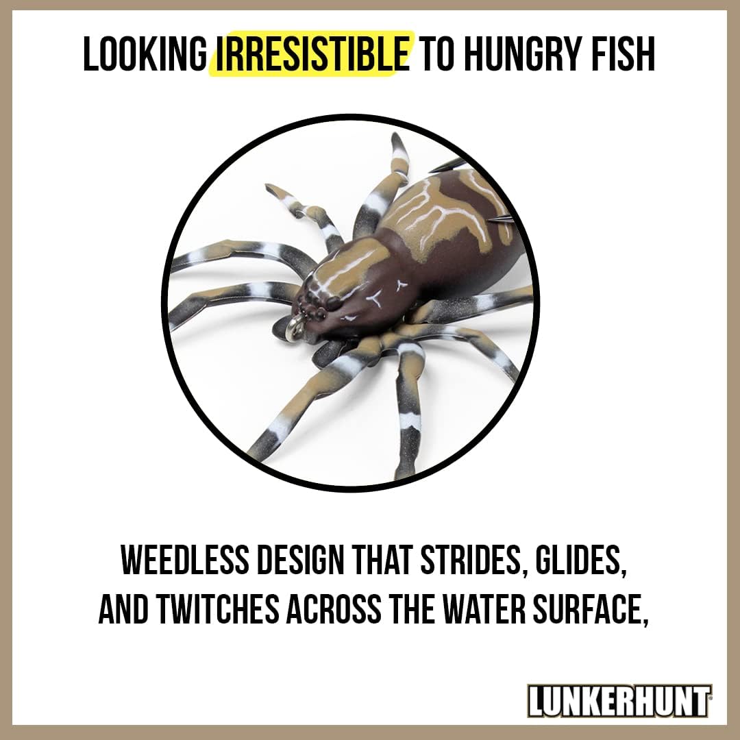 Buy now LUNKERHUNT Phantom Spider Lure for Bass Fishing (2.5 Inch) | Topwater Spider Fishing Lure with Natural Walking Action | Soft Hollow Body Weedless Hooks for Trout and Pike at indiglob india