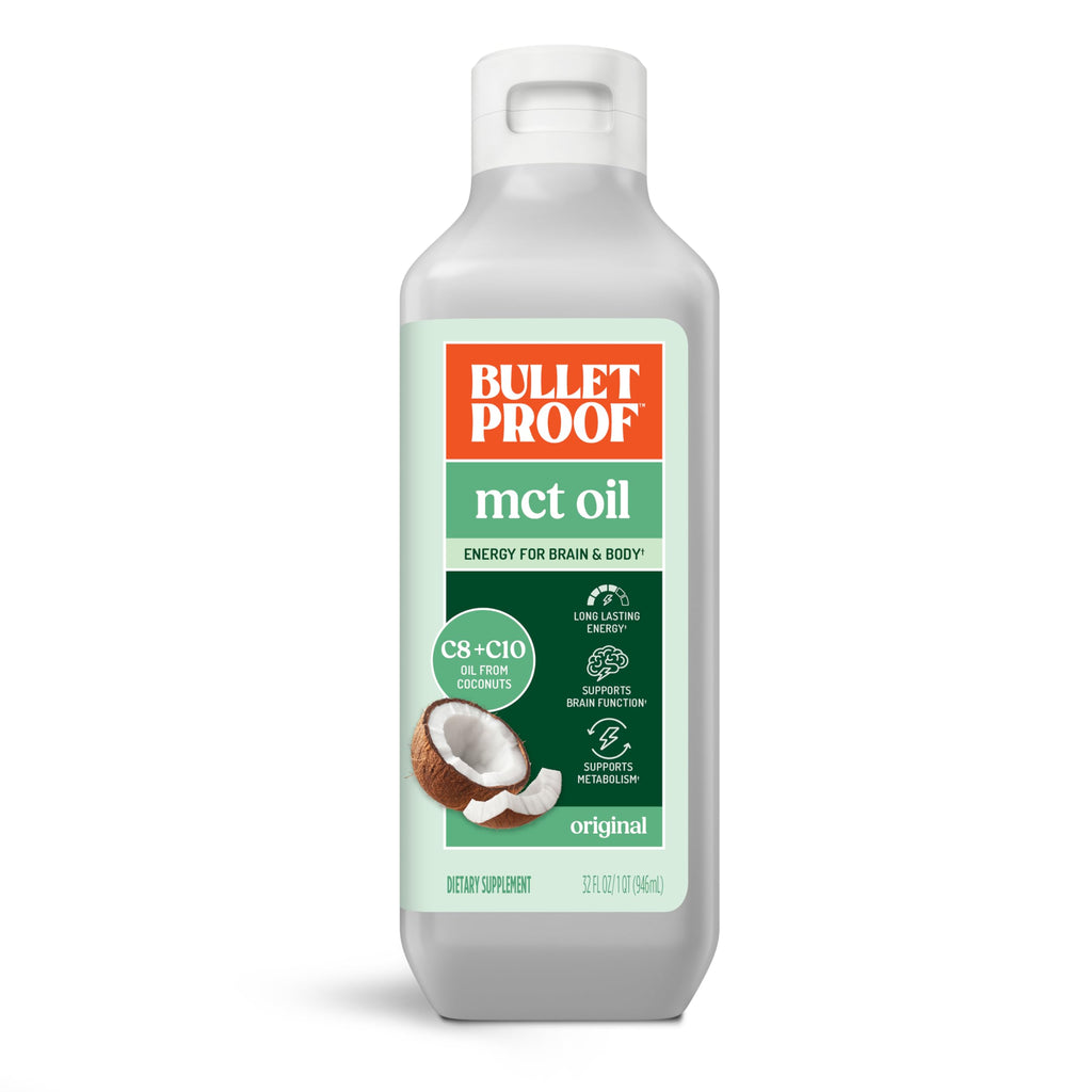 Bulletproof C8 & C10 MCT Oil, 100% Pure Coconut Oil, Unflavored, 16 oz | Triple-Distilled for Sustained Keto Energy, No Additives or Fillers, Non-GMO