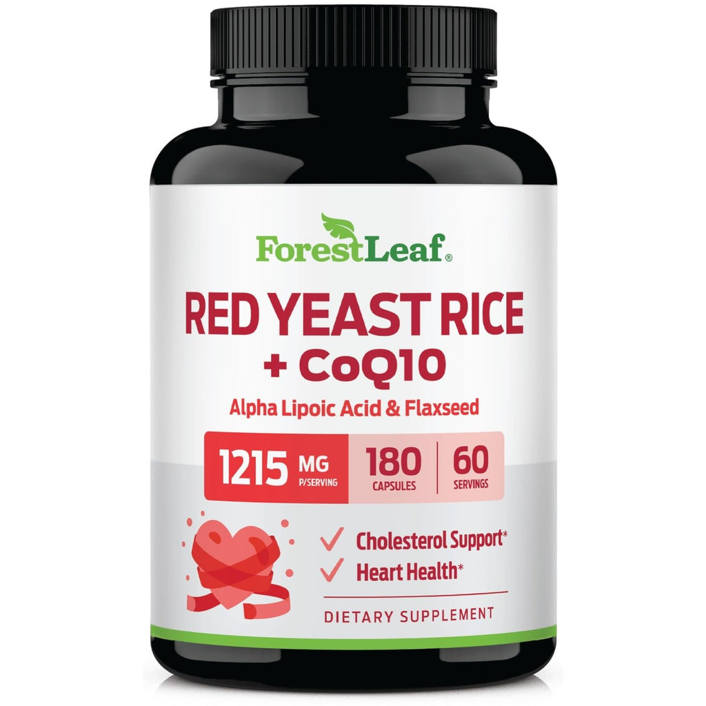 Red Yeast Rice with CoQ10 Supplement - 1215mg Extra Strength Red Yeast Rice Capsules with Alpha Lipoic Acid & Organic Flaxseed, Citrinin Free - 180 Capsules