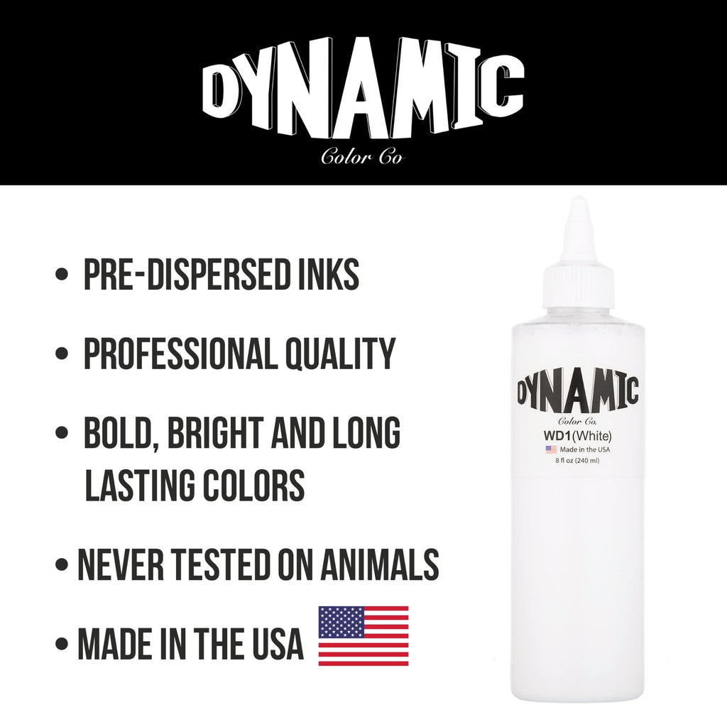 Dynamic Color White Tattoo Ink, Made in USA Since 1990, 8 oz