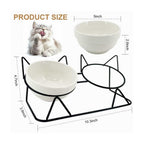 Elevated Tilted Cat Bowls for Indoor Cats，Raised Ceramic Cat Bowl Elevated 15°,Pet Feeding Bowls for Food and Water Anti Vomiting Bowl(Double Ceramics and Tilt Shelf) Suitable
