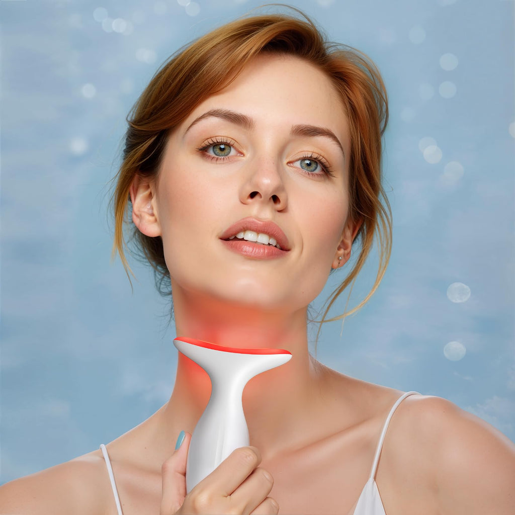 Neck Massager — Portable facial/neck massager with constant temperature heat therapy and vibration massage. USB rechargeable, three adjustable speeds. Relieves fatigue and aids in skincare absorption