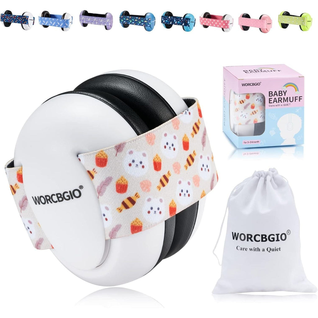 Buy now Infant Ear Protection Noise Cancelling Baby Ear Muffs, Toddler Hearing Protection with Adjustable Elastic Headband (Bear, White at indiglob india