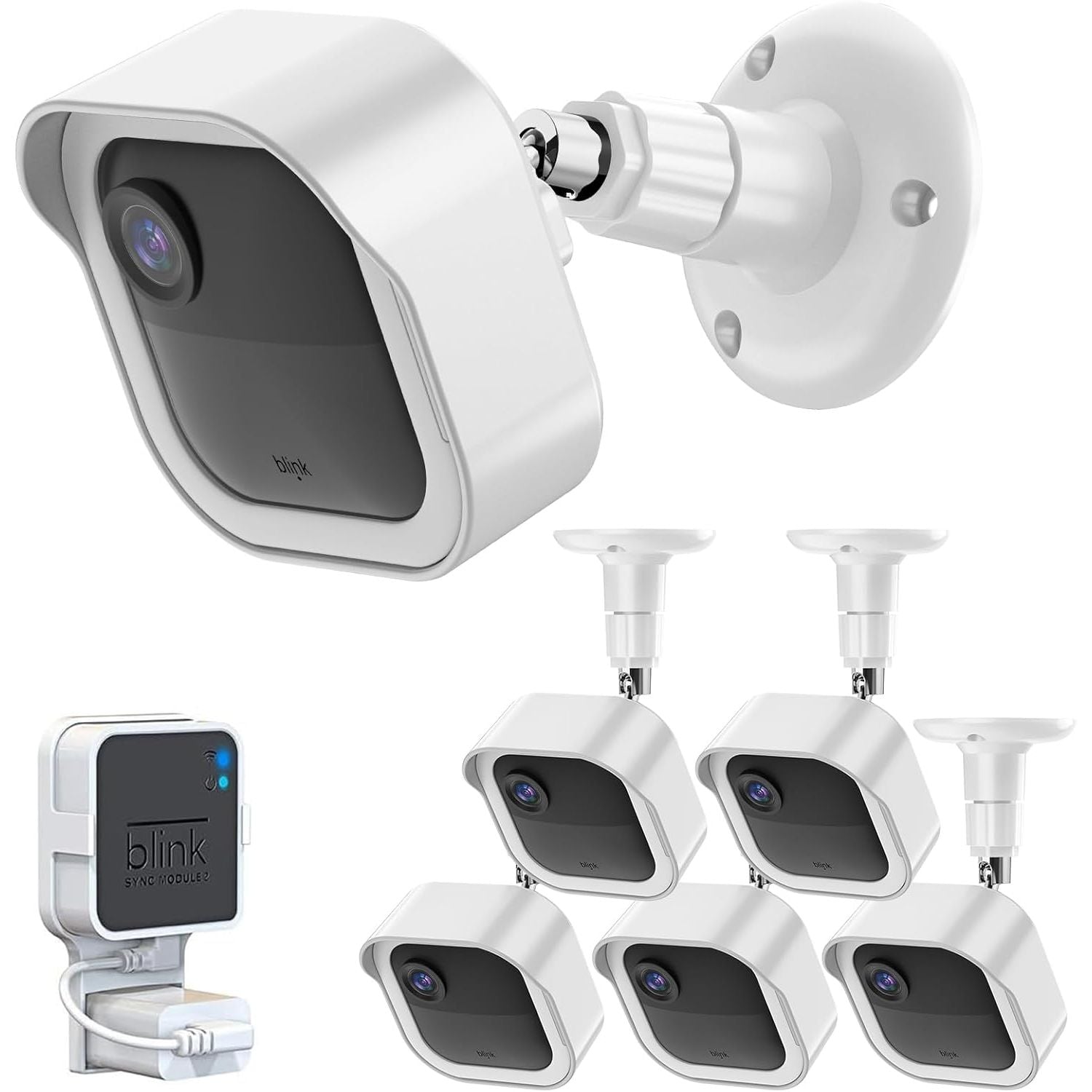 Buy now All-New Blink Outdoor Camera Wall Mount, 360° Adjustable Mount and Weather Proof Protective Housing with Blink Sync Module Outlet Mount for Blink Outdoor (4th & 3rd Gen) Camera System (Black, 5 Pack) White at indiglob india