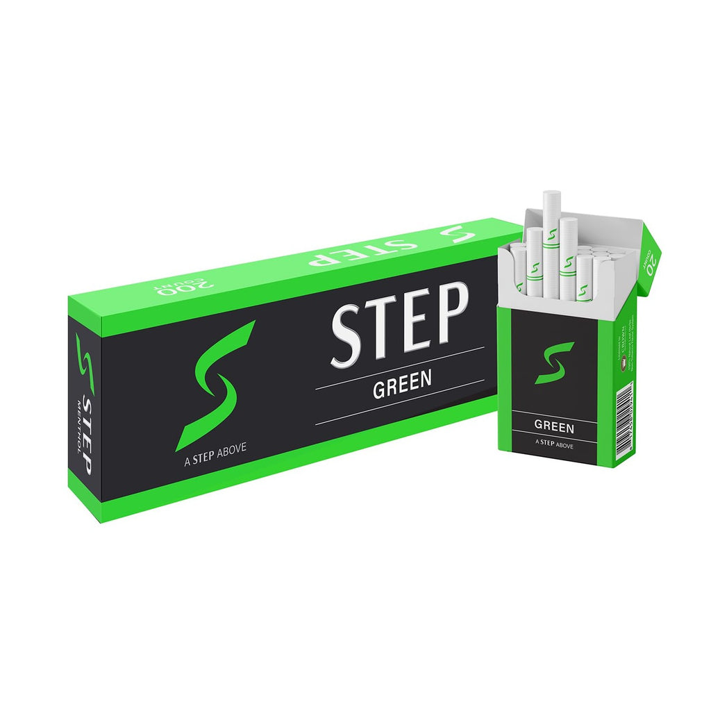 STEP Menthol Cool Green Herbal Cigarettes - Full Carton - Tobacco & Nicotine Free - Tastes Like a Real Cigarette (10 Boxes = 200ct)