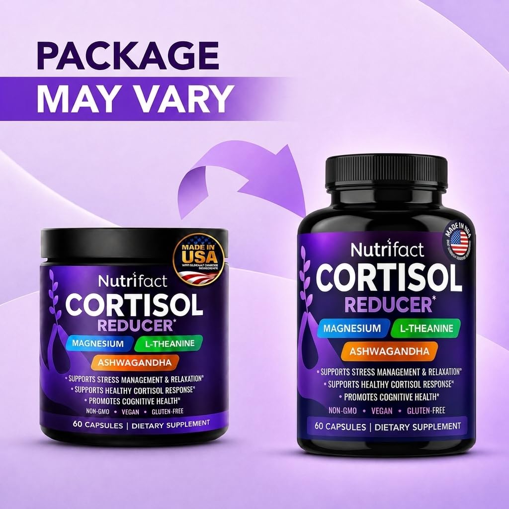 Cortisol Reducer for Men & Women with Ashwagandha & Magnesium, Vegan