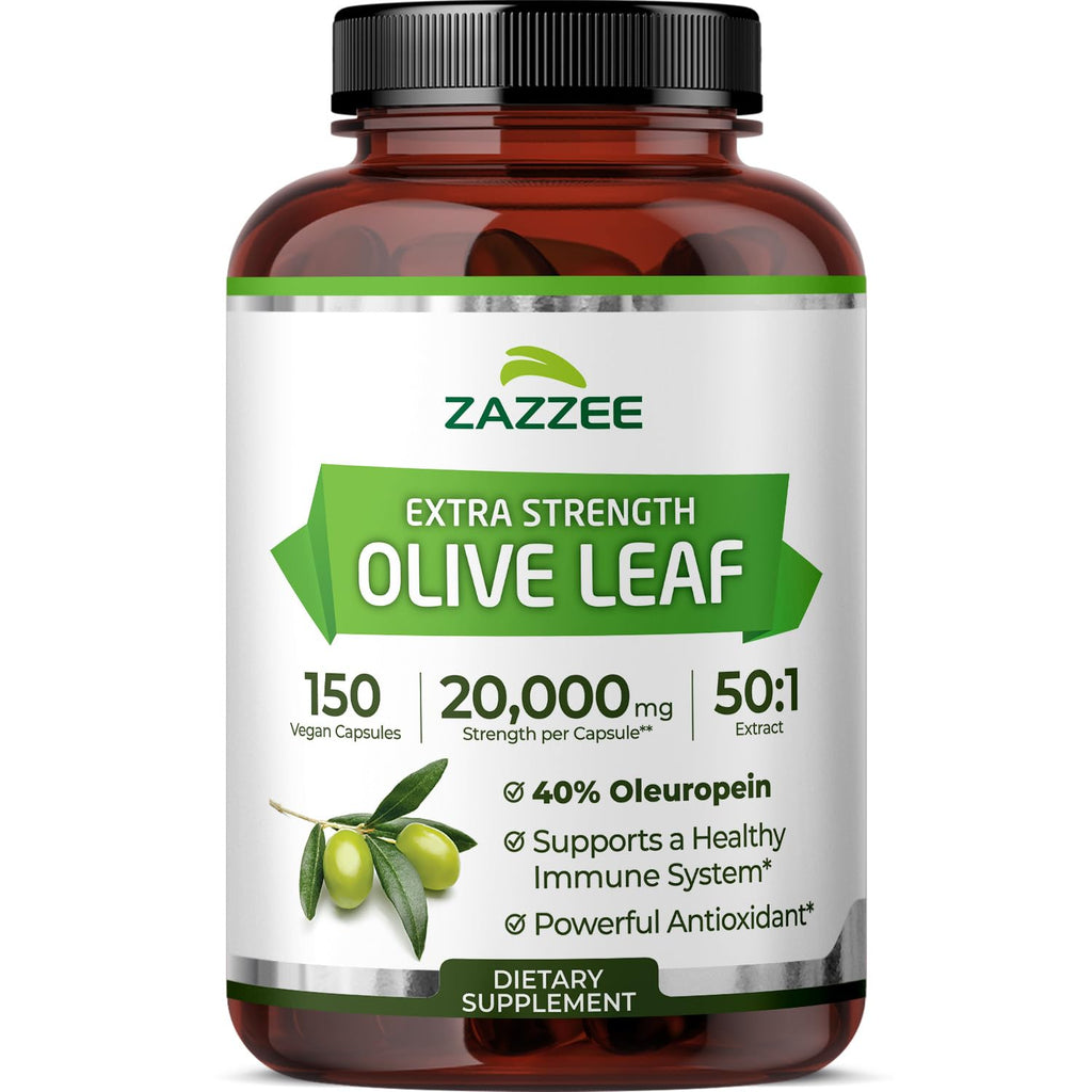 Zazzee Extra Strength Olive Leaf 50:1 Extract, 40% Oleuropein, 150 Capsules