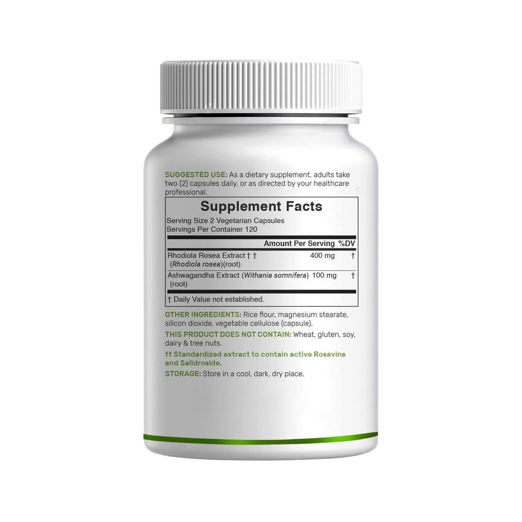 DEAL SUPPLEMENT Rhodiola Rosea & Ashwagandha, 240 Veggie Capsules