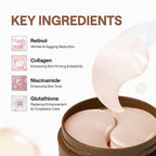 MEDIHEAL 95% Retinol & Collagen Under Eye Patches, Wrinkle Care (60 Count) | with Retinol Liposome, Collagen | 4-Zone Firming Care for Eyes & Smile Lines | 0.00 Irritation | Korean Hydrogel Patches