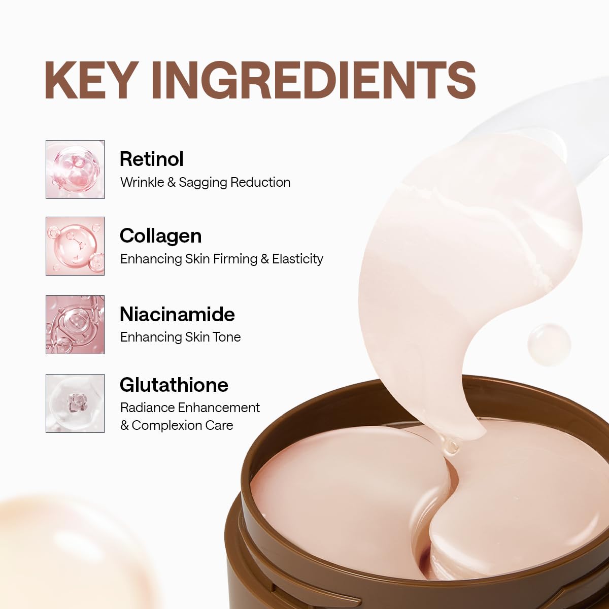 MEDIHEAL 95% Retinol & Collagen Under Eye Patches, Wrinkle Care (60 Count) | with Retinol Liposome, Collagen | 4-Zone Firming Care for Eyes & Smile Lines | 0.00 Irritation | Korean Hydrogel Patches