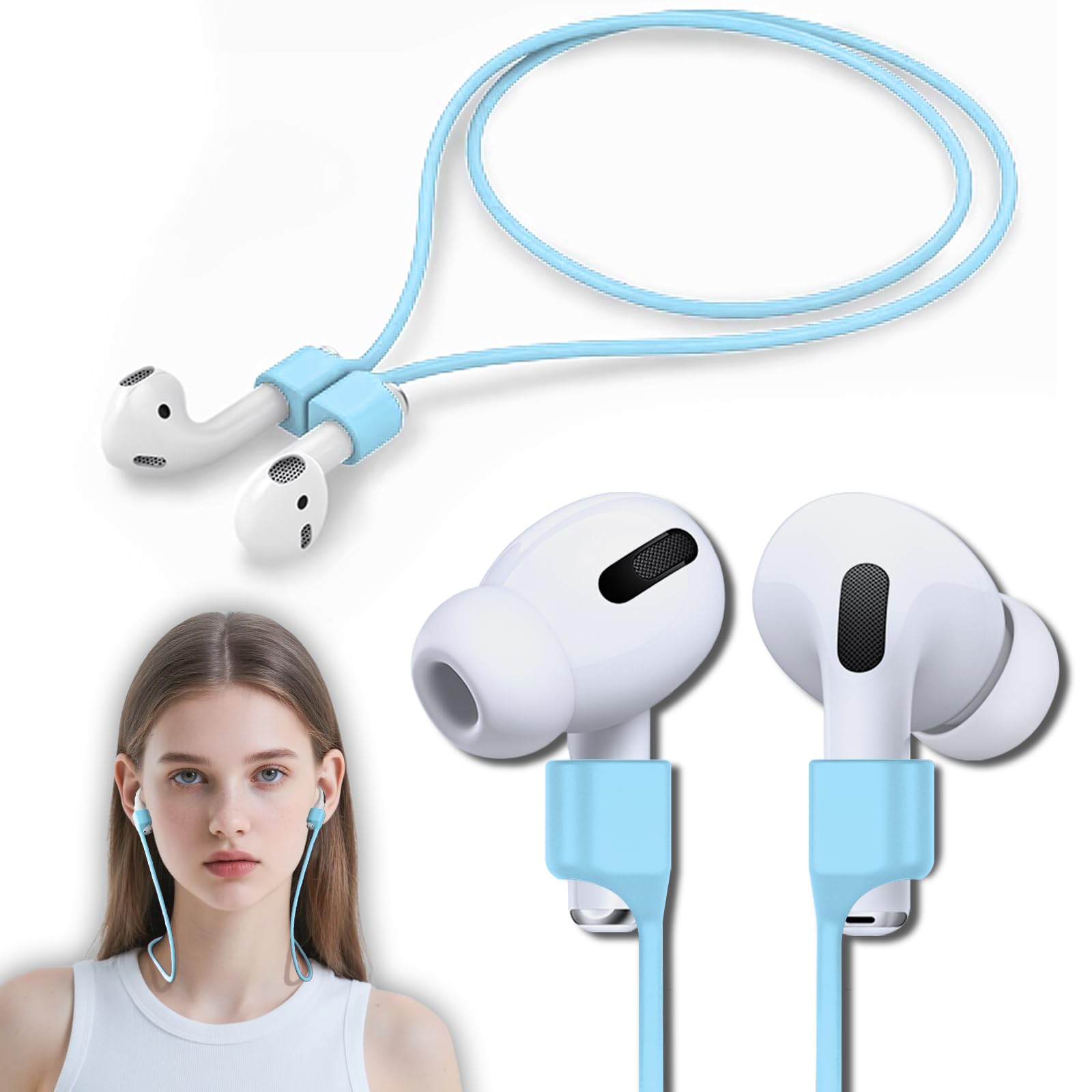 Buy now 5 Pack Ultra Strong Magnetic AirPods Pro Straps, Anti-Lost Neck Cord for AirPods Pro 3 2025,AirPods 4th, AirPods Pro 2nd/1st, AirPod 3rd, AirPod 2nd/1st - 5 Pcs Silicone Sports Lanyard and 2 Ear Hook B7-sky Blue at indiglob india