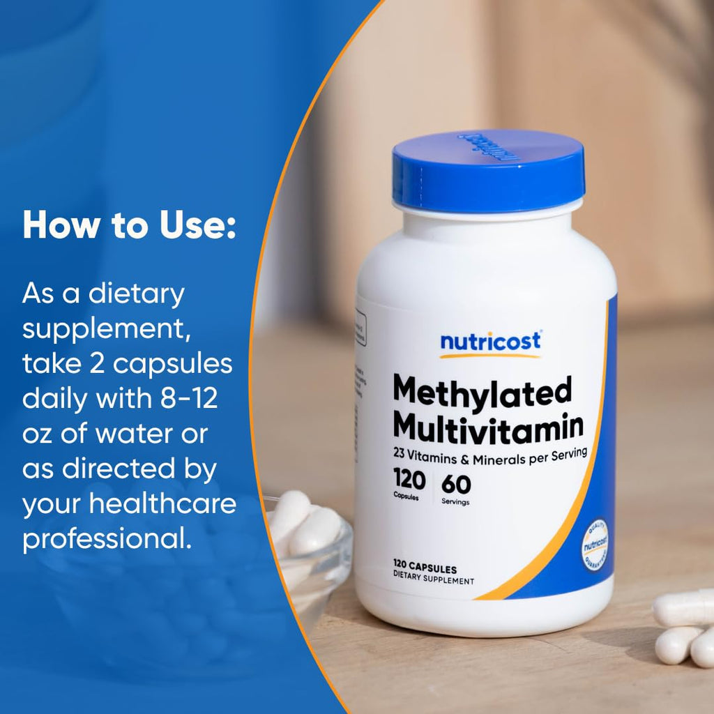 Nutricost Methylated Multivitamin 120 Capsules, 60 Servings | 23 Vitamin and Minerals Per Serving