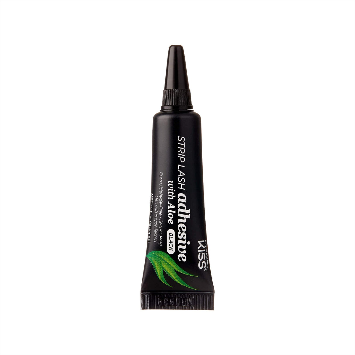 Kiss Black Strip Lash Adhesive with Aloe, Dermatologist Tested, Formaldehyde Free, Non-Irritant, Contact Lens Friendly, Secure Hold, Contains Latex, with Control Nozzle Tip, 0.24 Ounce