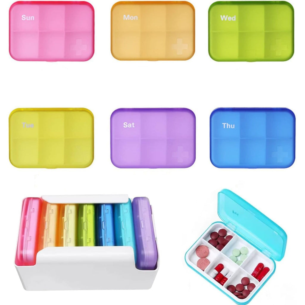 Buy now 7 Piece Set Pill Organizer 6 Times a Day, Weekly Daily Travel Medicine Organizer Portable 7 Day 42 Compartments Pill Box with Moisture-Proof Pill Case Travel Pill Container for Vitamins,Supplements 6 Times * 7 Days Color at indiglob india
