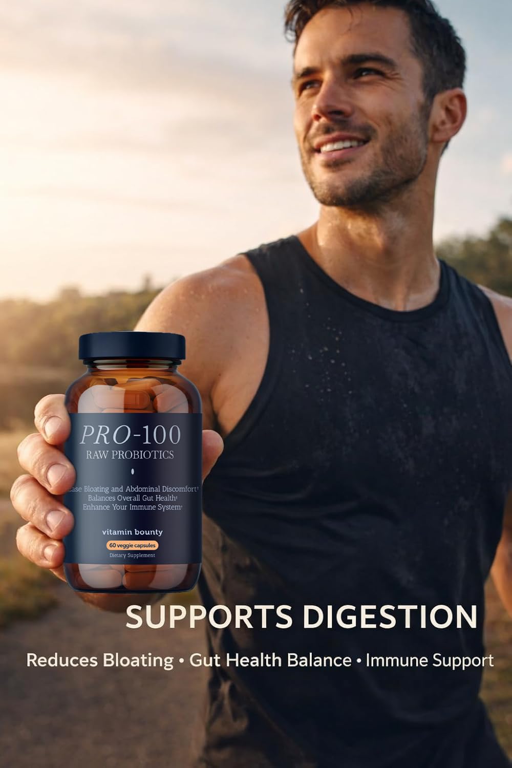 Vitamin Bounty Pro-100 Probiotic 100 Billion CFU - 13 Strains for Digestive Health & Immune Support - High Potency Probiotics for Women & Men - Delayed Release Capsules for Gut Health - 60 Count