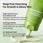 beplain Mung Bean pH-Balanced Cleansing Foam for Sensitive Skin, 5.4 fl oz | Fragrance-Free, Non-Comedogenic Tested, Deep Pore Facial Cleanser,Korean Skincare