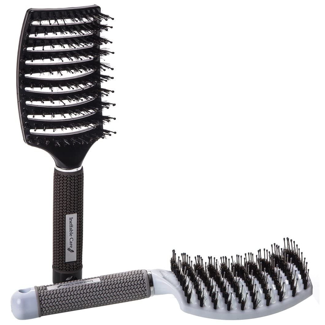 Buy now Boar Bristle Hair Brush set â€“ Curved and Vented for Wet and Dry Detangling Hair Brush for Women Long, Thick, Thin, Curly & Tangled Hair Vent Brush - Stocking Stuffers Gift kit at indiglob india