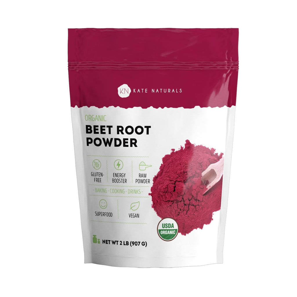 Kate Naturals Organic Beet Root Powder for Smoothies, Baking & Juice, 8oz | Non-GMO, Raw Beetroot Superfood Extract & Natural Red Food Coloring & Nitric Oxide, Earthy Flavor