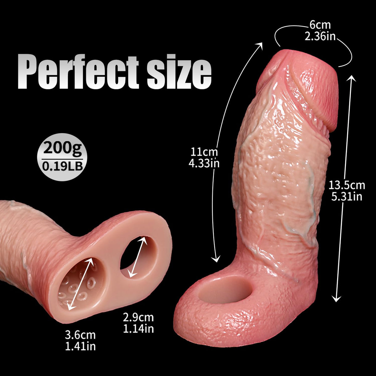 6.7'' Girth Thick Realistic Penis Sleeve Cock Sleeve,Cock Ring Penis