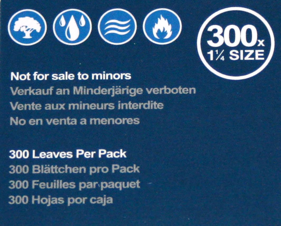 ELEMENTS 300 Ultra Thin Rice Rolling Paper 1.25 1 1/4 Size, 5 Pack = 1500 Leaves