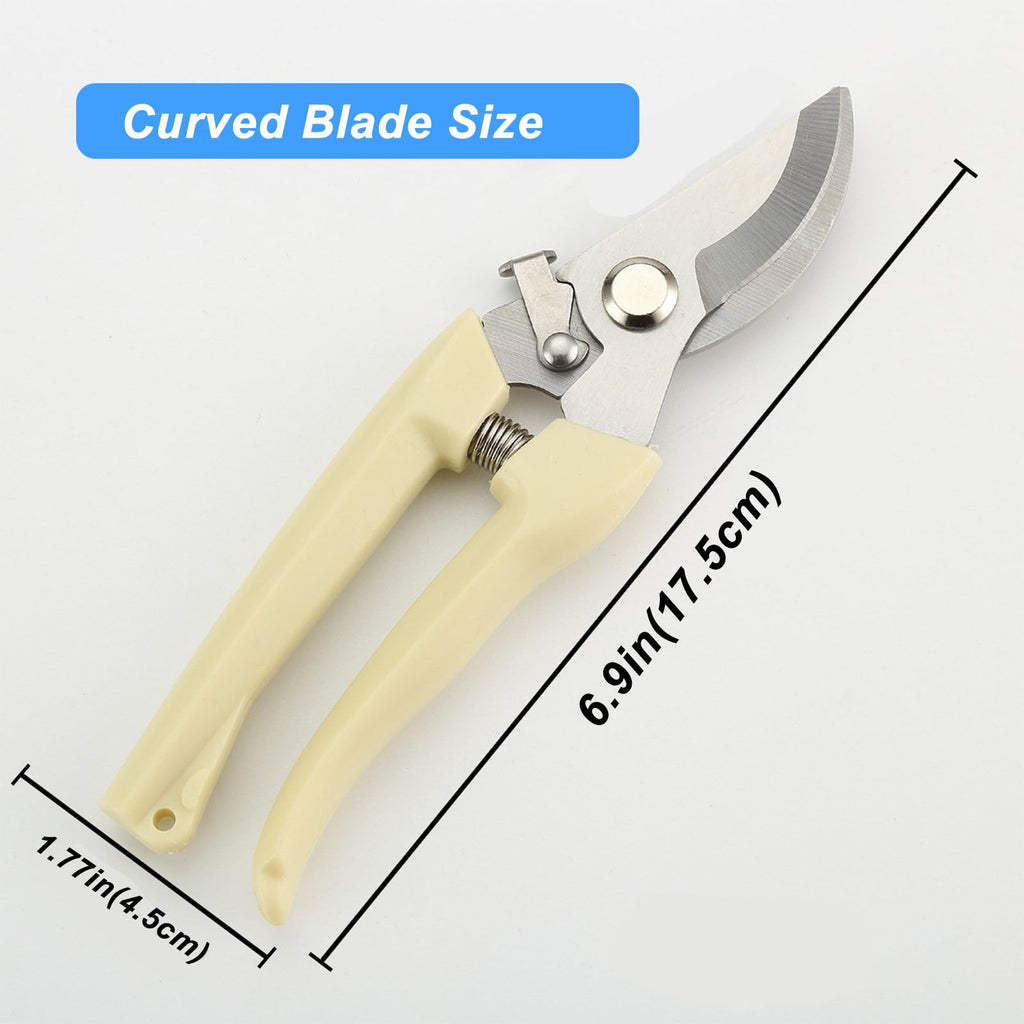 Pruning Shears,Ahoooot 2Pcs Pruning Shears for Gardening,Professional Garden Shears for Flowers, Bonsai and Fruits Picking (1pc Straight & 1pc Curved)