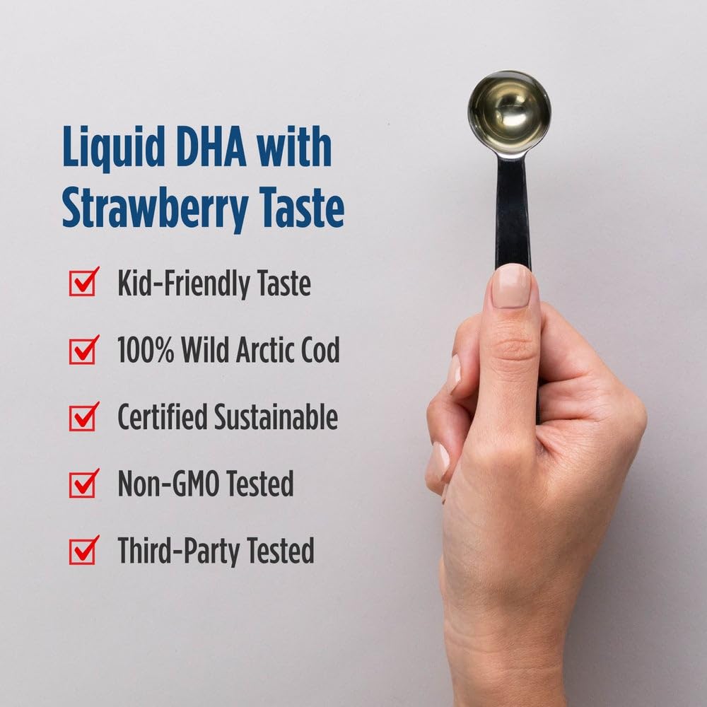 Buy now Nordic Naturals Childrenâ€™s DHA, Strawberry - 4 oz for Kids- 530 mg Omega-3 with EPA & DHA - Brain Development & Function - Non-GMO - 48 Servings at indiglob india
