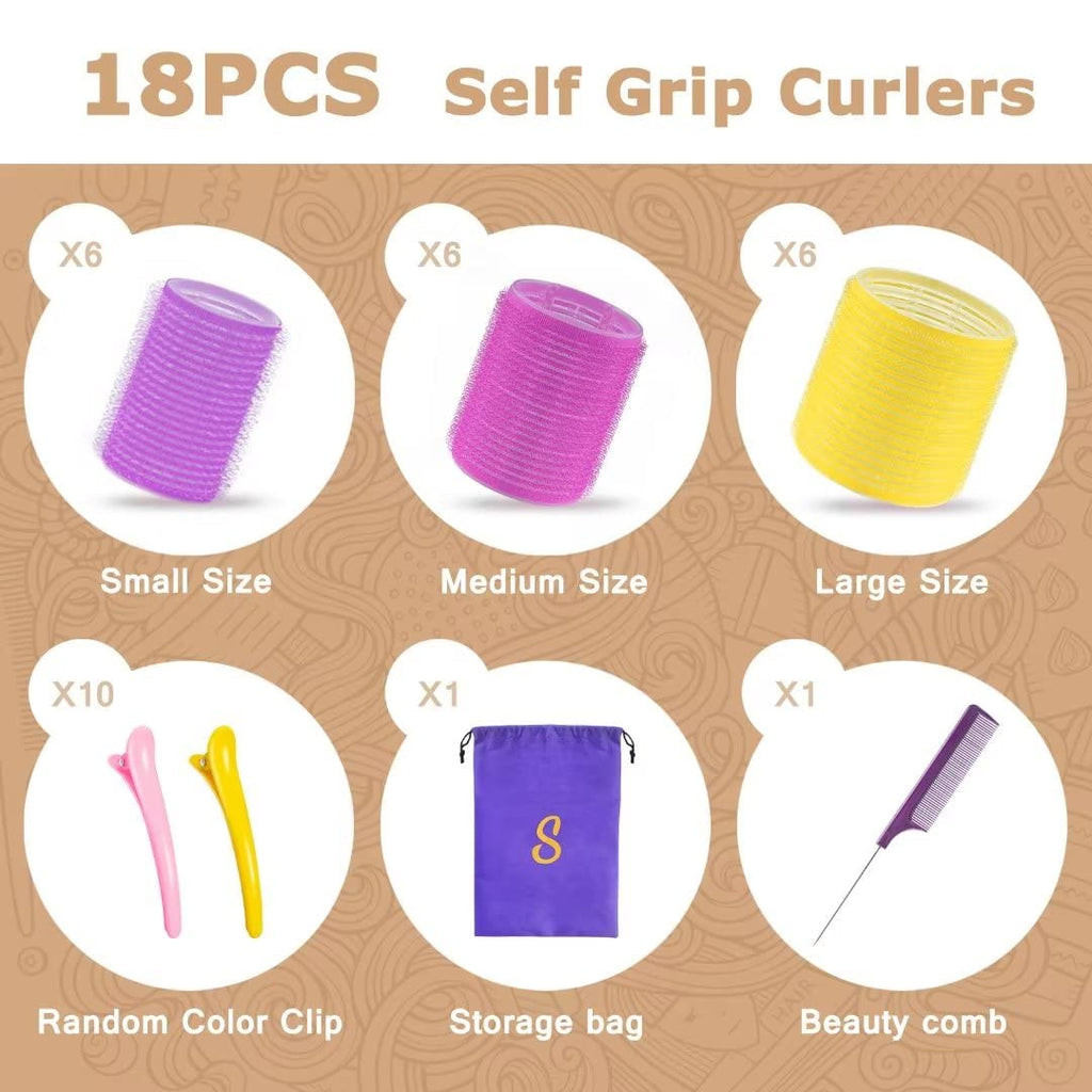 Buy now Self grip hair roller set,Hair roller set 18 pcs,Hair rollers with hair roller clips and comb,Salon hairdressing curlers,DIY Hair Styles, Sungenol 3 Sizes Hair Rollers in 1 setâ€¦ at indiglob india