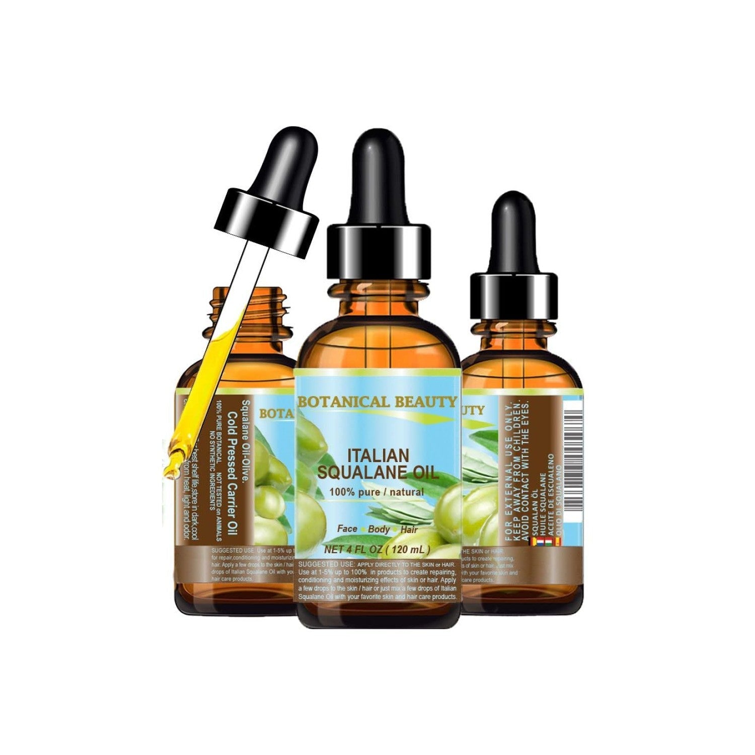 Buy now Botanical Beauty SQUALANE Italian Olive. 100% Pure/Natural/Undiluted Oil. 2 fl.oz- 60ml. 100% Ultra-Pure Moisturizer for Face, Body & Hair. Reliable 24/7 skincare protection 4 Fl Oz (Pack of 1) at indiglob india