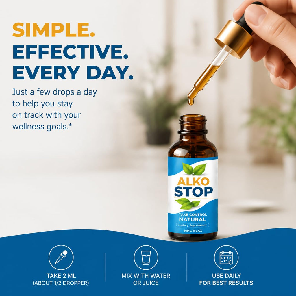 ALKO STOP Drops, Herbal Balance Drops, Natural Plant-Based Essence for Calm Focus & Clarity, Control Support, Emotional Balance Aid, Wellness Routine Drops for a Centered Lifestyle, 60ml/2 Fl Oz