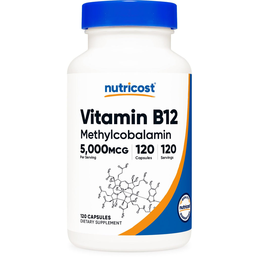 Nutricost Vitamin B12 (Methylcobalamin) 5000mcg, 240 Capsules, Gluten Free | Vegetarian Caps, GMO-Free, B12 Supplement
