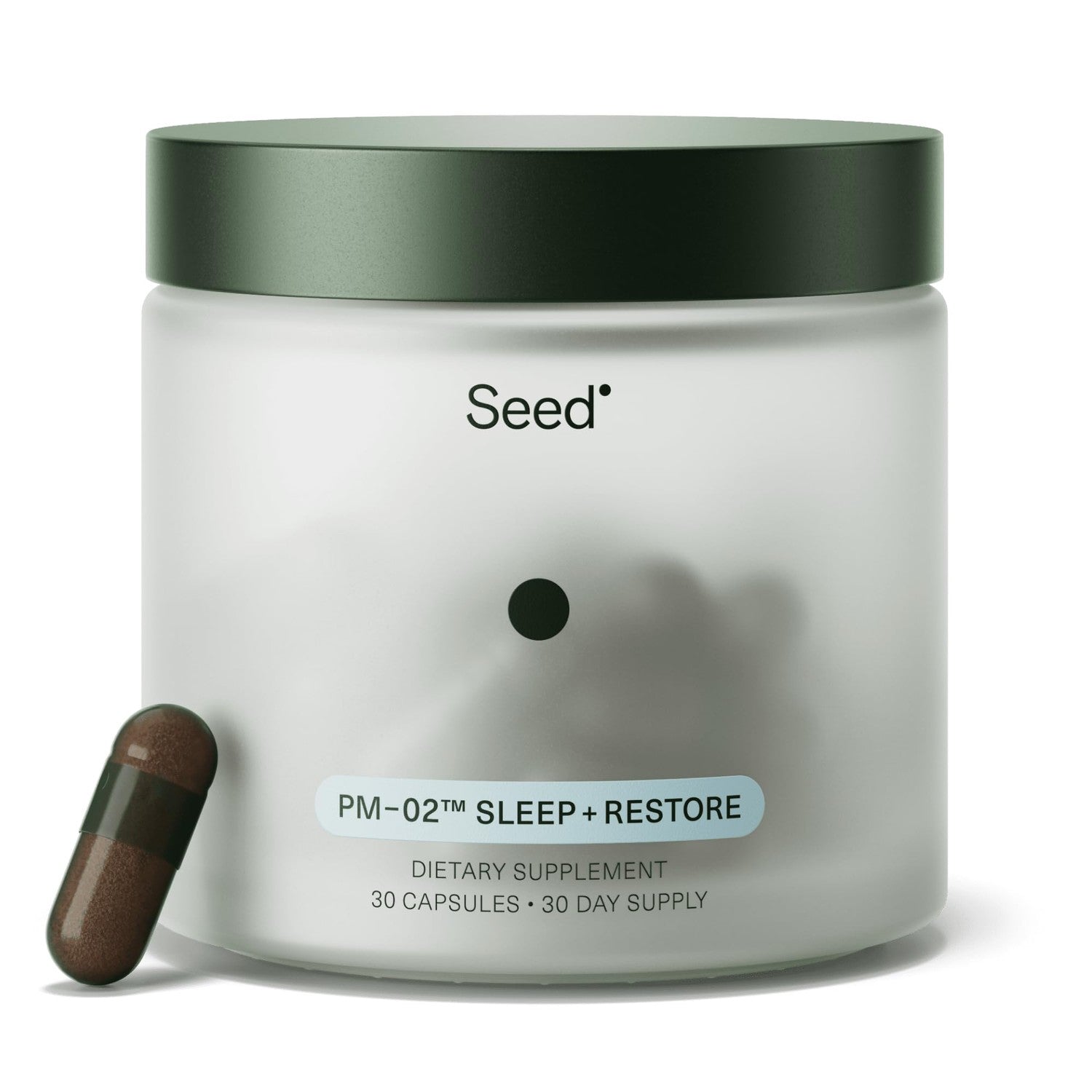 Seed PM-02 Sleep + Restore - for Adults - 30-Day Supply with Jar | Non-Habit Forming - Gentle Melatonin & Ashwagandha - Nightly Sleep Support - Vegan Capsules