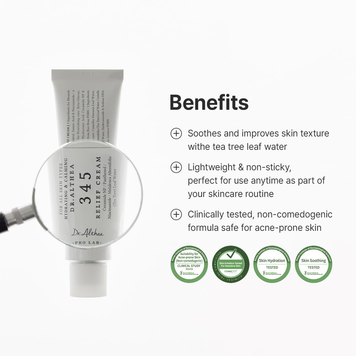 Dr.Althea 345 Relief Cream - 1.69 Fl Oz (Pack of 1) | PDRN & Hyaluronic Acid for Instant Hydration, Blemish, Post-Acne Vegan Face Moisturizer with Centella, Non-comedogenic