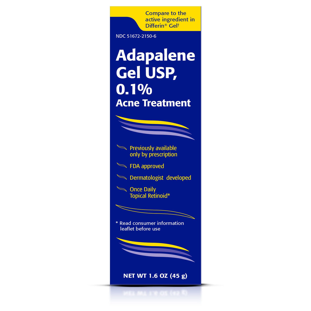 TARO Adapalene 0.1% USP Gel, Paraben Free, Retinoid Acne-Prone Facial Treatment for Sensitive Skin, Prescription Strength (1.6 Oz)