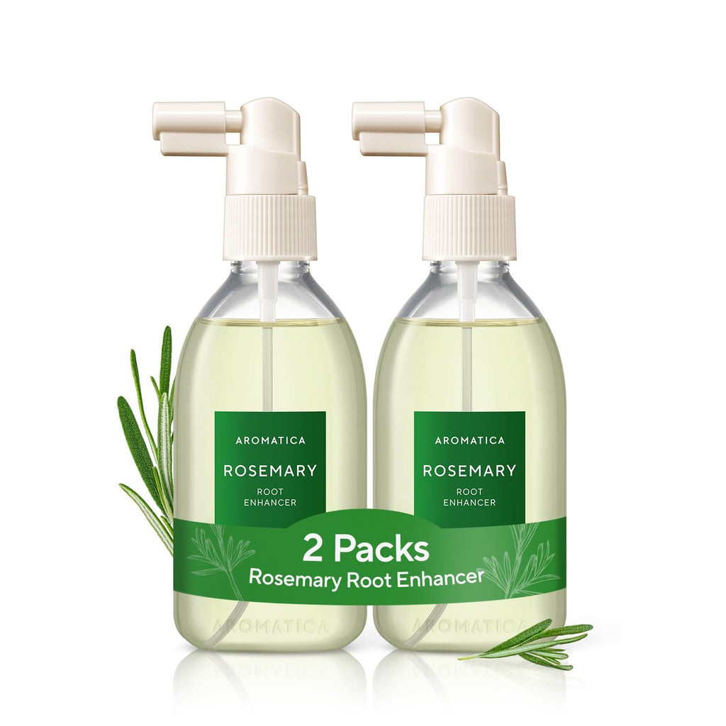 AROMATICA Root Enhancer Rosemary Water Spray for Hair Growth (2 Packs) | with Rosemary hair oil & caffeine & biotin - Korean hair care Hair Thinning Loss – Free from Sulfate, Silicone, and Paraben