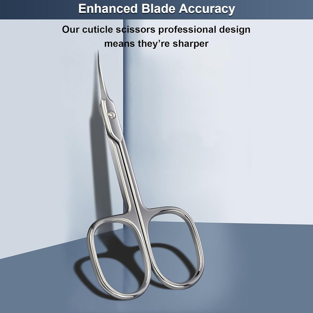 Buy now CGBE Cuticle Scissors Extra Fine Curved Blade, Super Slim Manicure Scissors for Cuticles Professional Small Scissors with Precise Pointed Tip Grooming Blades, Eyebrow, Eyelash, and Dry Skin - Silvery at indiglob india