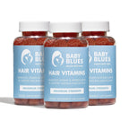 Baby Blues Postpartum Hair Loss Vitamins & Gummies for Women, Full Hair Cycle Pack, Biotin & Collagen for Hair Growth Support, Thicker Fuller-Looking Hair, 3 Month Supply, 180 Count