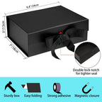 Black Gift Box with Lid, Ribbons & Bag, Medium, 9x7x3 In, Magnetic Closure